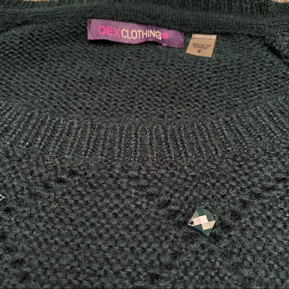 Dex Emerald Green Sweater with Gems in Sz S - Picture 2 of 3